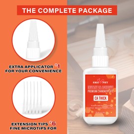 SMAPHY Professional Cyanoacrylate Glue(2 oz), Thick Viscosity CA Glue for Woodworking with Extra Caps and Microtips, Super Glue for Wood, Stone, Brick, Plastic, Glass, Metal, Epoxy and Crack Repair