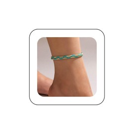 Yheakne Vintage Blue Braided Rope Anklet Waterproof Surf Anklet Bracelet Braided Cord Chain Anklet Summer Beach Anklet Jewellery for Women and Girls, Zinc