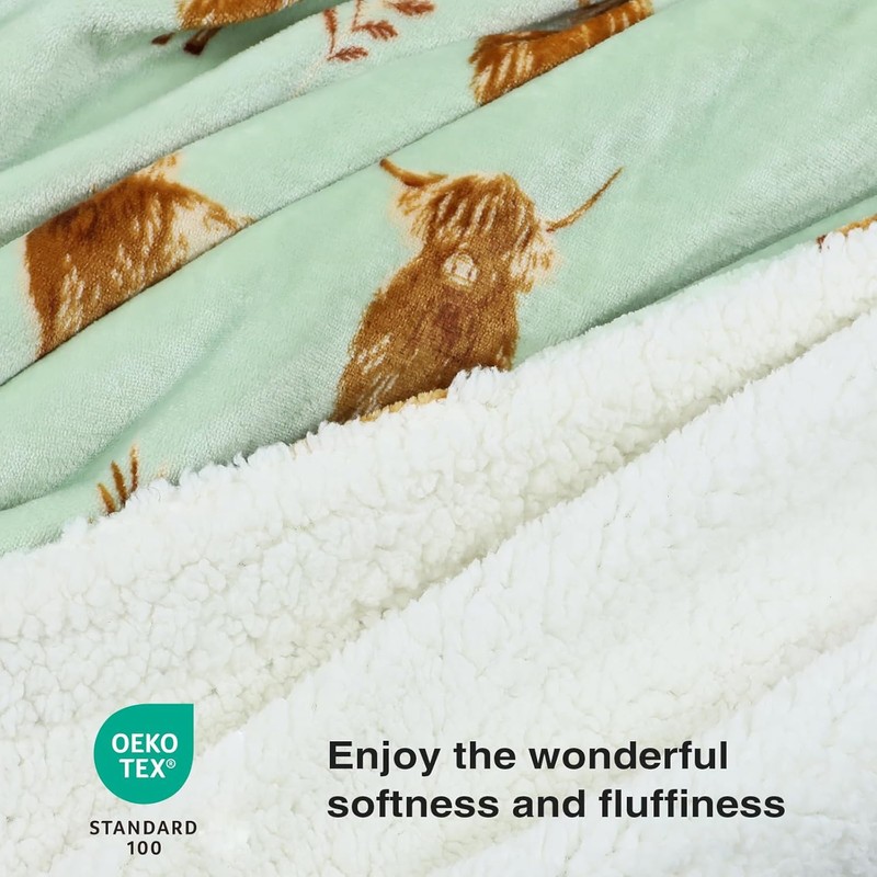 VigorSpring Reversible Highland Cow Blanket - 50x70 Inch