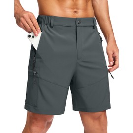 Pudolla Men's Hiking Cargo Shorts Lightweight 7" Travel Casual Shorts for Men Golf Work Outdoor with 5 Zipper Pockets(Deep Grey Medium)