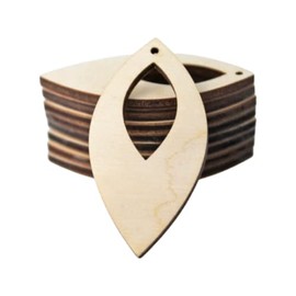 ALL SIZES BULK (12pc to 100pc) Unfinished Wood Wooden Laser Cutout Pointed Oval with Cutout Dangle Earring Jewelry Blanks Charms Ornaments Shape Crafts Made in Texas