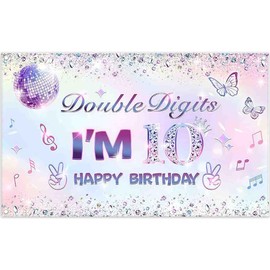 Swepuck Fabric 72x43inch 10th Birthday Pink Purple Backdrop