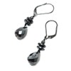 Hematite Faceted Teardrop Lever Back Earrings Gold-Filled