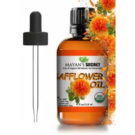 Mayan’s Secret Organic Safflower Oil – High Oleic, Expeller Pressed, 100% Pure & Non-GMO, Rich in Vitamin E & Oleic Acid, Deep Moisturizing Oil for Soft Healthy Skin