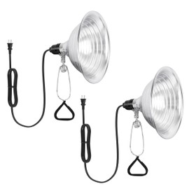 Healsmart 8.5" Clamp Light Socket, 150-Watt Maximum with 6 Feet 18/2 SPT-2 Cord, Aluminum Reflector E26 (no Bulb Included), for Reptiles and Plants Growing, 2-Pack