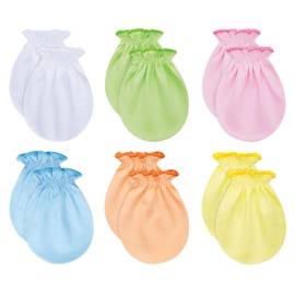 RATIVE Newborn Baby Cotton Gloves Sleep Sleeping No Scratch Mitten Mittens Mitts Set for 0-3 0-6 Months Boy Boys Girl Girls (6 Pairs/assorted)