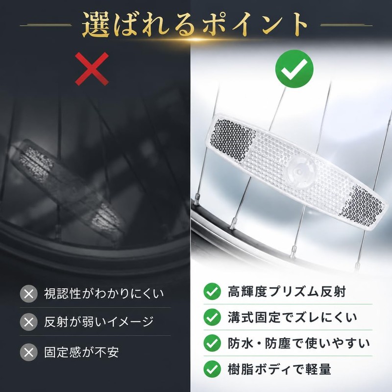 Swlong 2Pcs 簡単取り付け プラスチック製 反射テープ 高輝度 警告 耐水 安全対策 野外