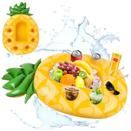dellyy Pineapple Inflatable Drink Holder, Pool 2-in-1 Drinks and Snack Holder, Inflatable Drink Holder, Pineapple Pool Drink Holder, Floating Drink Holder, Pineapple Floating Pool Bar
