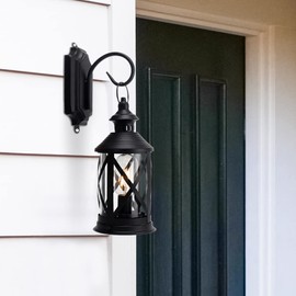 TRIROCKS Battery Powered Metal Lamp 10'' Tall Decorative Cordless Table Lamps LED Edison Lights Hanging Lamps with Metal Hook for Home Decor Patio Garden Wedding Parties Indoor Outdoor(Black)