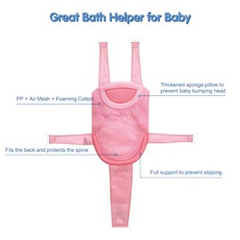 Colorlife - Red de apoyo para asiento de baño para bebé, ajustable, cómoda, antideslizante, de cinco puntas, malla para recién nacidos de 0 a 6 meses, color rosa (sin tina)