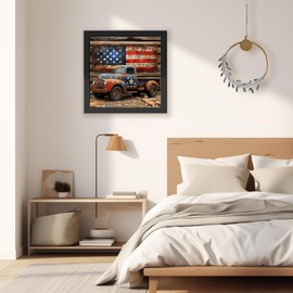 TOSTOG Pickup Diamond Paintings Kits for Adults, DIY 5D Truck National Flag Diamond Art Kits for Adults, Full Drill American Flag Diamond Paintings Kit for Beginner Wall Art Decoration 12 * 12 Inch.