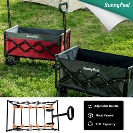 SunnyFeel 360lbs Wagons Carts Foldable,Heavy Duty Collapsible Folding Wagon Carts with Wheels,Lightweight Fold Up Wagon Cart for Outdoor Camping Shopping Sports Beach Garden Grocery