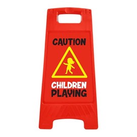 Essentially Yours Street Safety Sign for Kids at Play, "Children Playing" Floor Sign, 10 Pack