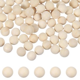 sourcing map 100 Pcs Wooden Balls, 0.4 Inch(10mm) Unfinished Natural Split Wood Balls, Wooden Half Sphere for Paint DIY Crafts Art Projects Party Decoration, Wood Color