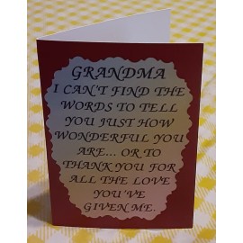 Ron's Hang Ups Any Occasion Love Note Card 2026C Grandma I Can't Find Words.. Friendship Family - 1 Single Love Note Card