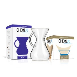 Chemex Bundle - 8-Cup Glass Handle Series - 100 ct Square Filters - Exclusive Packaging