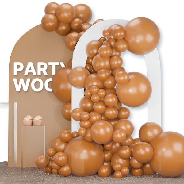 PartyWoo Brown Balloons, 120 pcs Different Sizes Pack of 18
