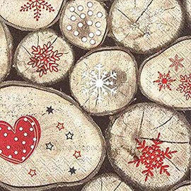 Ideal Home Range 20 Count Luncheon Napkins, Wooden Winter Flakes