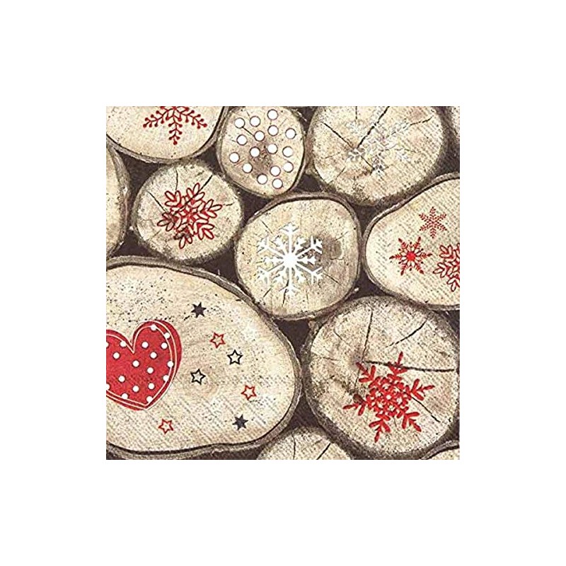 Ideal Home Range 20 Count Luncheon Napkins, Wooden Winter Flakes