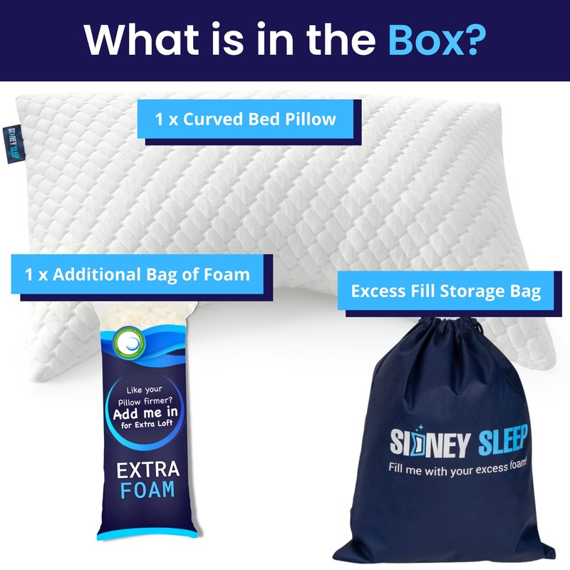 Sidney Sleep Adjustable Curved Contour Fill Pillow – Queen Size