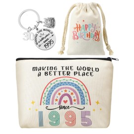 ViEinkaufen 30th Birthday Gifts for Women Rainbow Small Travel Makeup Bag Inspirational Keyring Thank You Gifts Birthday Present for Wife Mum Auntie Sisters Teacher Friends