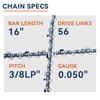 16-Inch Chainsaw Bar and Advance Cut Chainsaw Chain Combo, 3/8“LP