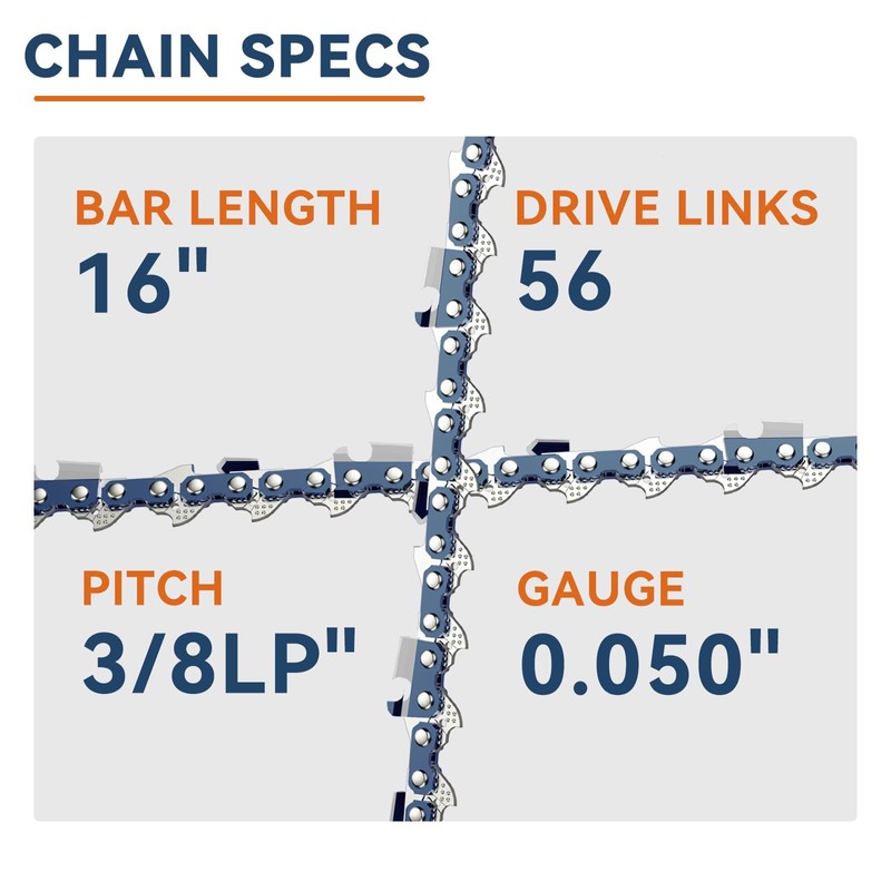 16-Inch Chainsaw Bar and Advance Cut Chainsaw Chain Combo, 3/8“LP