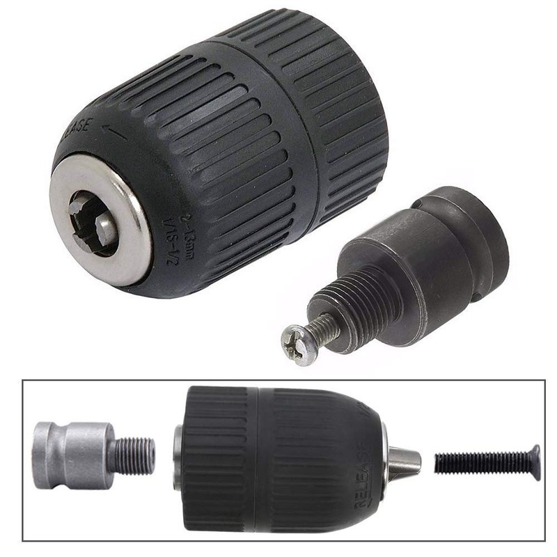 Gasea 2-13mm Capacity Keyless Drill Chuck Quick Change Converter Conversion