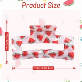 Fruit Hair Clip Watermelon Hair Claw Clips for Girl Summer Fruit Hair Barrette Lager Square Jaw Clip Women Hair Accessories for Spring Summer Birthday Date Hawaii Party (04)