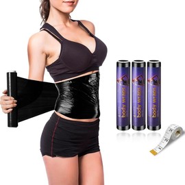 60 Meters Black Osmotic Plastic Body Wrap, Workout &  Enhancer  Film Body Applicator Power Wrap -DIY Sauna Wrap(3 Rolls) - Color: 2 Rolls