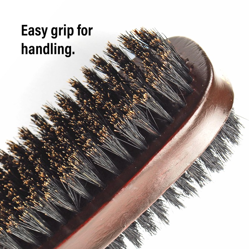 Firstline Wav Enforcer Double-Sided Military Boar Bristle Brush, Brown