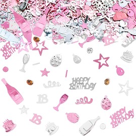 Darryy Pack of 1200 Confetti 18th Birthday Decoration, 18th Birthday Decoration, Confetti Rose Gold for 18th Birthday, Anniversary Party Supplies Decoration, Table Decoration Birthday 18 (Rose