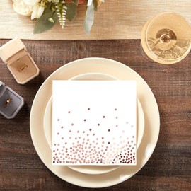 Juvale 50-Pack Disposable Rose Gold Napkins - 6.5-Inch 3-Ply Paper - Rose Gold Dinner Napkins for Wedding, Baby Shower & Birthday - Tear-Resistant Party & Dessert Use