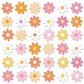 280pcs Spring Daisy Temporary Tattoos Stickers Hippie Theme Tattoo Stickers Waterproof Boho Groovy Face Body Sticker for Adults and Kids Cute Cartoon Printing Groovy Theme Spring Flower Party Supplies