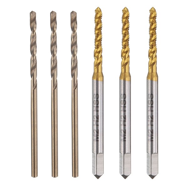 uxcell Tap and Drill Bit Set, 3 Pcs M2 x