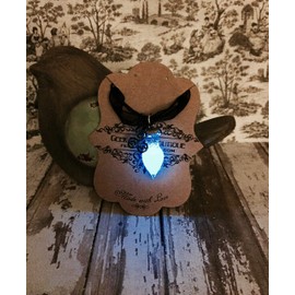 Merlin Druid's Mark Inspired Gunmetal Triskelion Charm with Blue Glow In The Dark Glass Potion Charm, on Cord and Ribbon Necklace