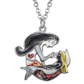 RAIDIN - Collar con colgante de sirena, para el día de la madre, para mamá, esmaltado de aleación de esmalte, para mujer, para fiestas de cumpleaños, para fiestas de cumpleaños, Mediano, Zinc, goteo