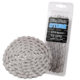 6/7/8 Speed Bike Chain, Oture 1/2" x 3/32" Universal Bicycle Chain, Carbon Steel Smooth Shifting Chains, 116 Links with Press-in Connector, for Most Road Mountain Bikes