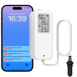 Daytech WiFi Thermometer Hygrometer with Freezer Alarm, Email Report, App Notification with Tuya Smart,Temp & Humidity Records and Free Data Export No Subscription Fee for Home Kitchen, Hot Tub