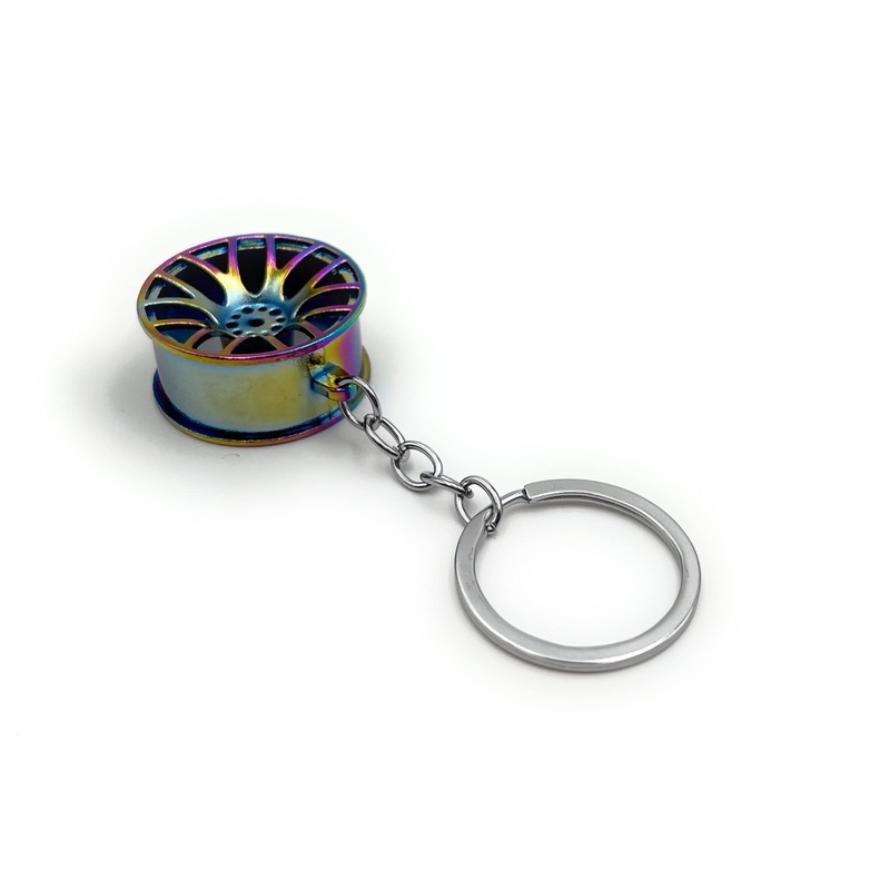 H-Customs Wheel Rim Car Tuning Colourful Effect Keyring Pendant Colourful