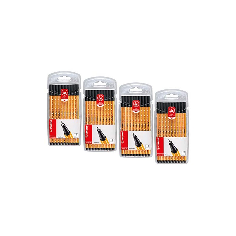 STABILO Point 88 Fineliner Pens Pack of 4 Black