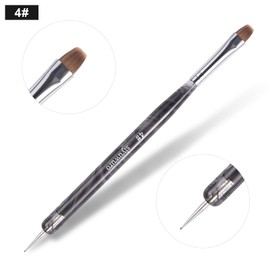 siyuwuro Kolinsky Sable Nail Brush French Nail Brush 2 Way Professional UV Gel Acrylic Nail Art Brush with Dotting Tool for French Manicure Cuticle Clean Up Nail Art Design Brush (4#)