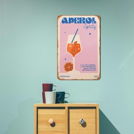 Aperol Spritz Metal Sign - Cocktail Wall Art for Home Bar Decor, Vintage Aperol Spritz Gift, Bar Signs for Kitchen or Lounge, 8"x12" Wall Decoration