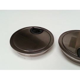 80MM METAL DESK CABLE TIDY OUTLET GROMMET INSERT (Brushed Steel)