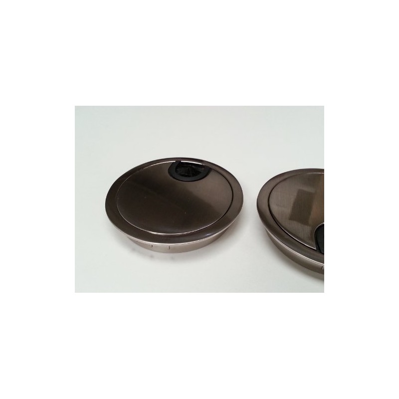 80MM METAL DESK CABLE TIDY OUTLET GROMMET INSERT (Brushed Steel)
