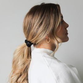 3 Pack Power Scrunchies Hair Ties | Stretchy Athletic Material, Great For Superior Hold For a High Ponytail, Messy Bun or Updo (Black, One size)