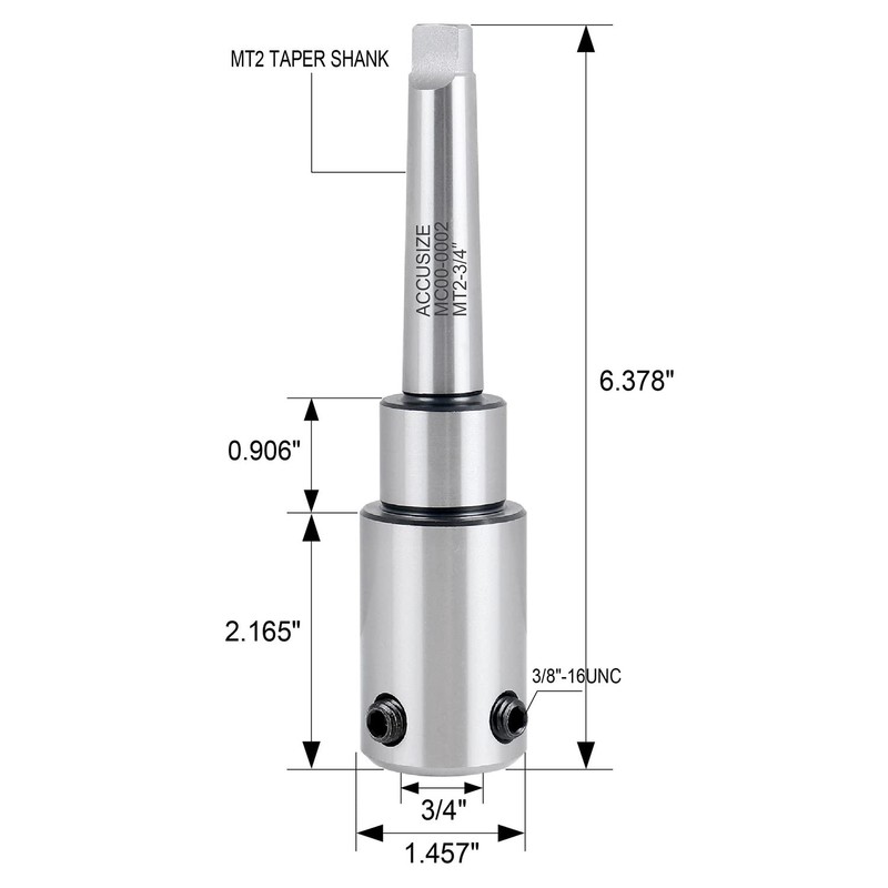 Accusize Industrial Tools Annular cutter arbor, MT2 to 3/4" Weldon