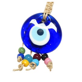 Perlin Nazar Boncuk Boncugu Turkish Blue Evil Eye Wall Hanging 21 cm Ornament Amulet Decoration Home Decor Protection Blessing Gift Glass Beads Pendant for Car Home and Office