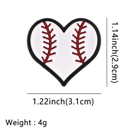 Heart-shaped Baseball Enamel Pin Love Heart Baseball Lapel Pin Sports Ball Brooch Pins Sport Game Day Souvenir Badge Cloth Backpack Hat Decor