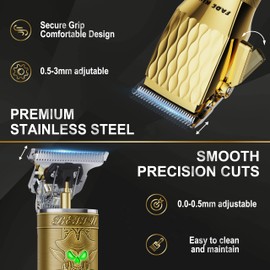 FADEKING FADEKING® Professional Hair Clippers for Men - Cordless Hair Clippers, LCD Display Barber Clippers for Hair Cutting & Mens Grooming with Travel Case (GOLD+BRONZE)